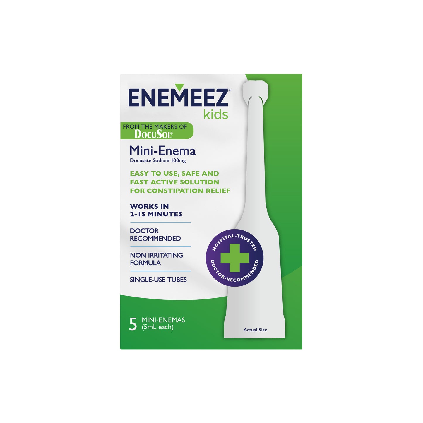 ENEMEEZ® Kid's, Docusate Sodium 100mg per Delivered Dose, 5 Count